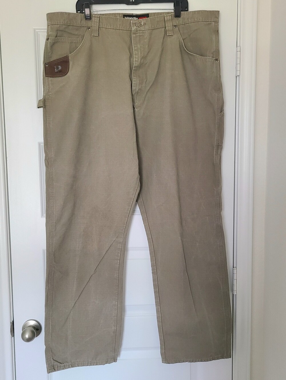WRANGLER RIGGS MENS 41.5X33.5 Ripstop CARPENTER Pants KHAKI Utility WORKWARE